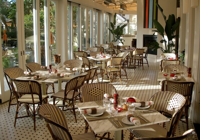 Sunlit restaurant dining area