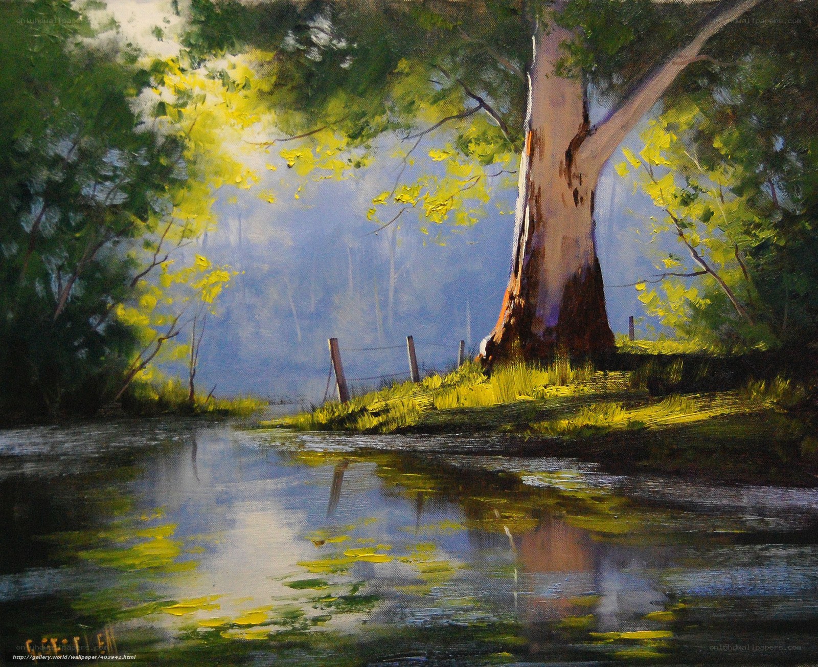Sunlit Riverbank Scene