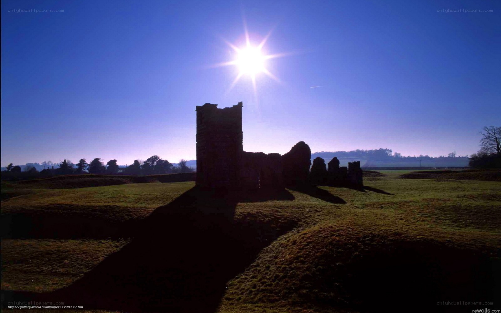 Sunlit ruins at dawn