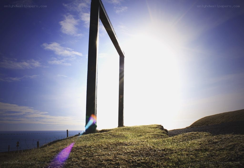 Sunlit sculpture on a cliff