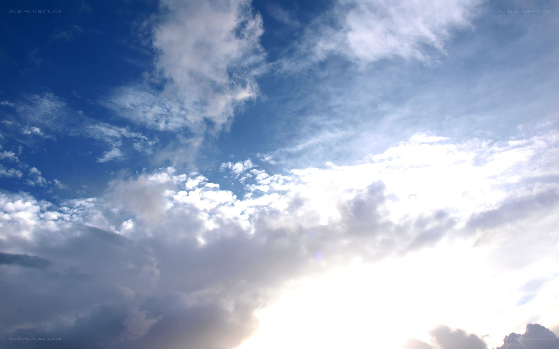 Sunlit sky with clouds