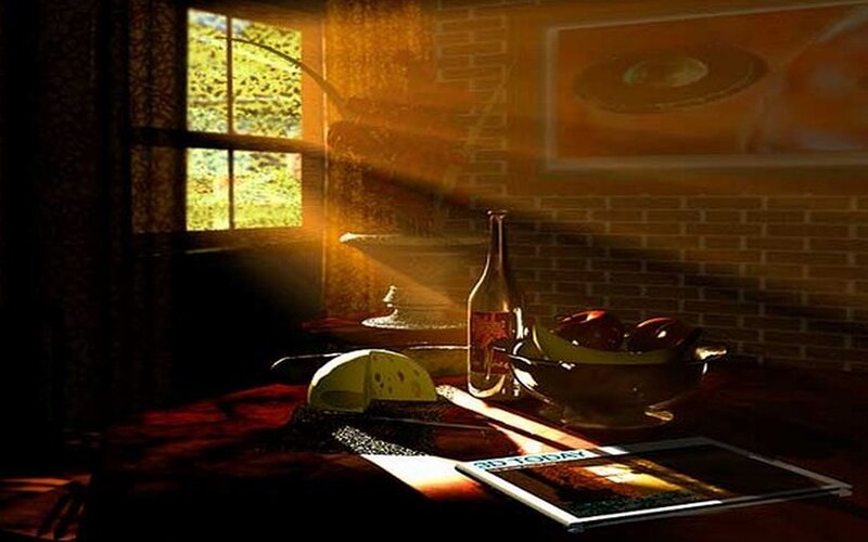 Sunlit Table with Fruit