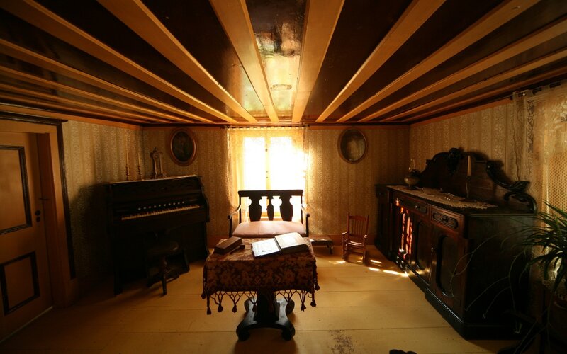 Sunlit vintage room interior