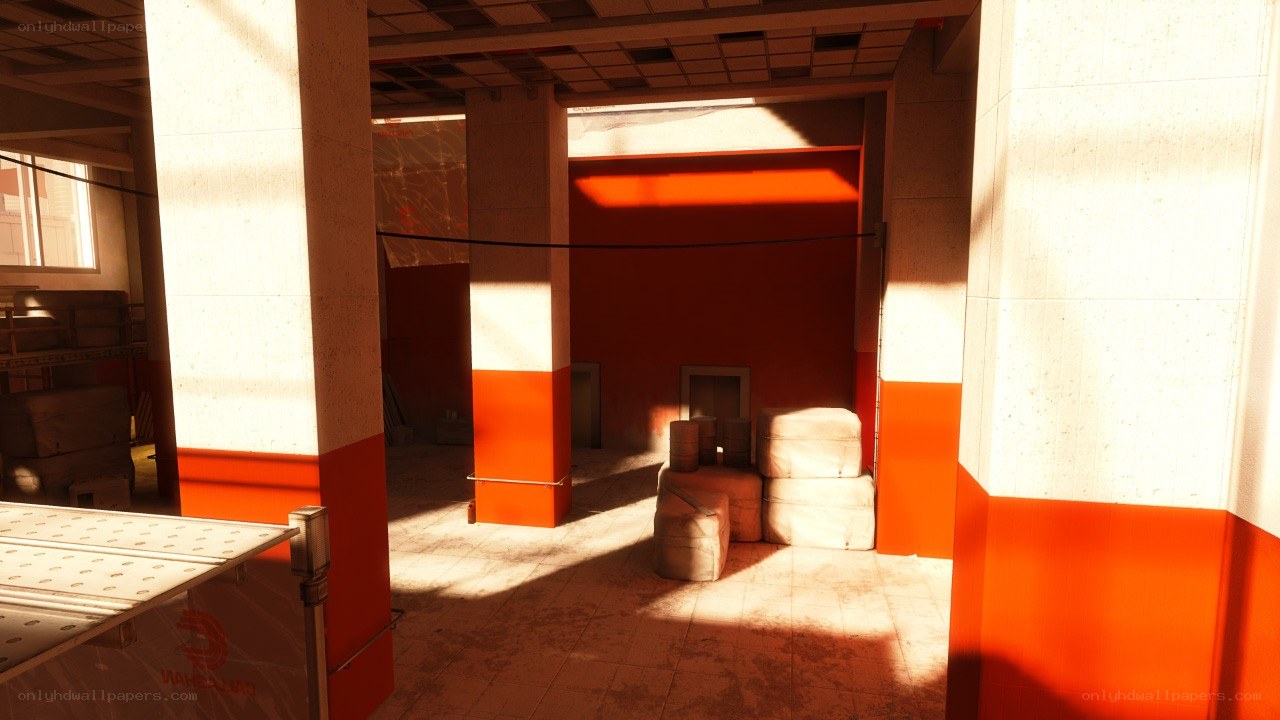 sunlit warehouse interior