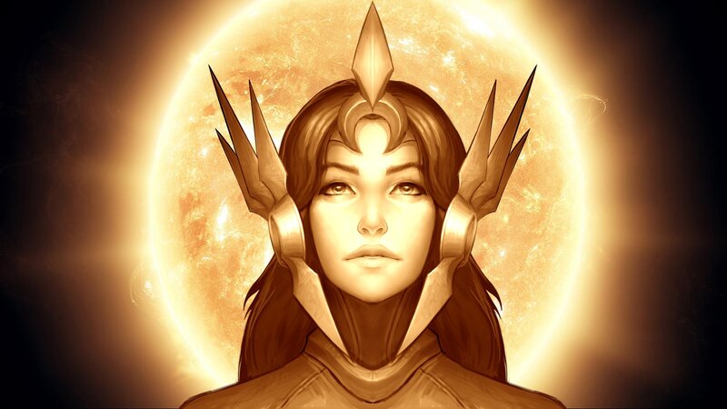 Sunlit warrior with crown