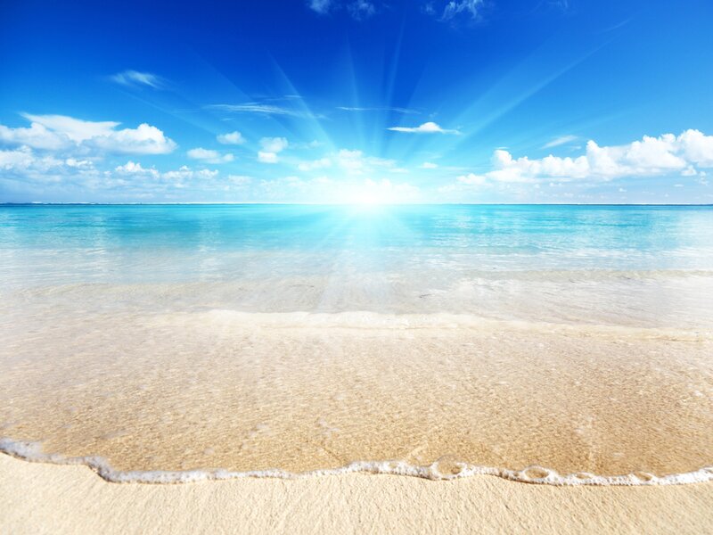 Sunny beach with clear blue sky