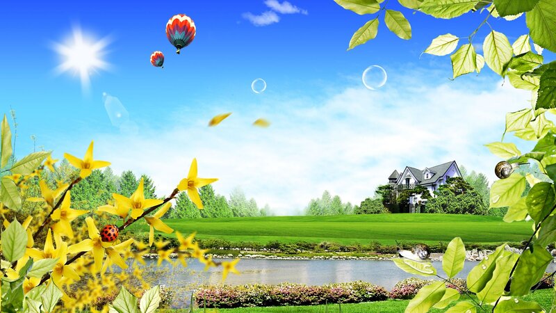 Sunny day with hot air balloons