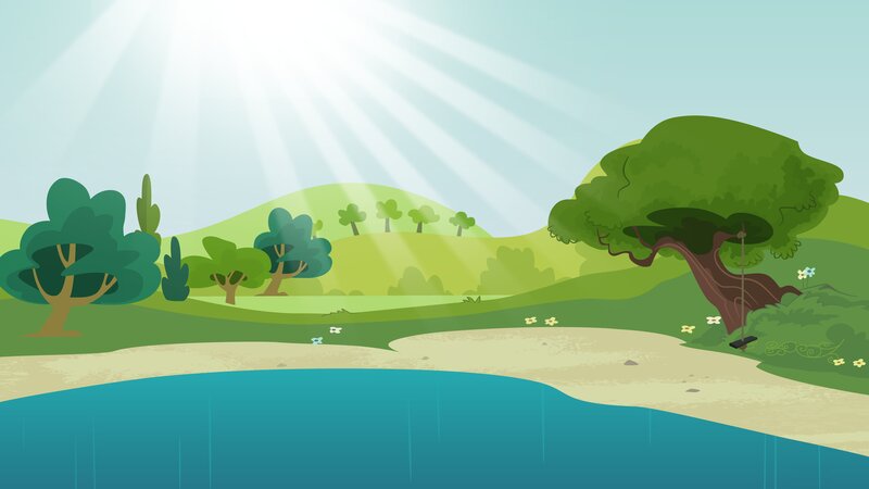 Sunny Landscape with Pond — Green