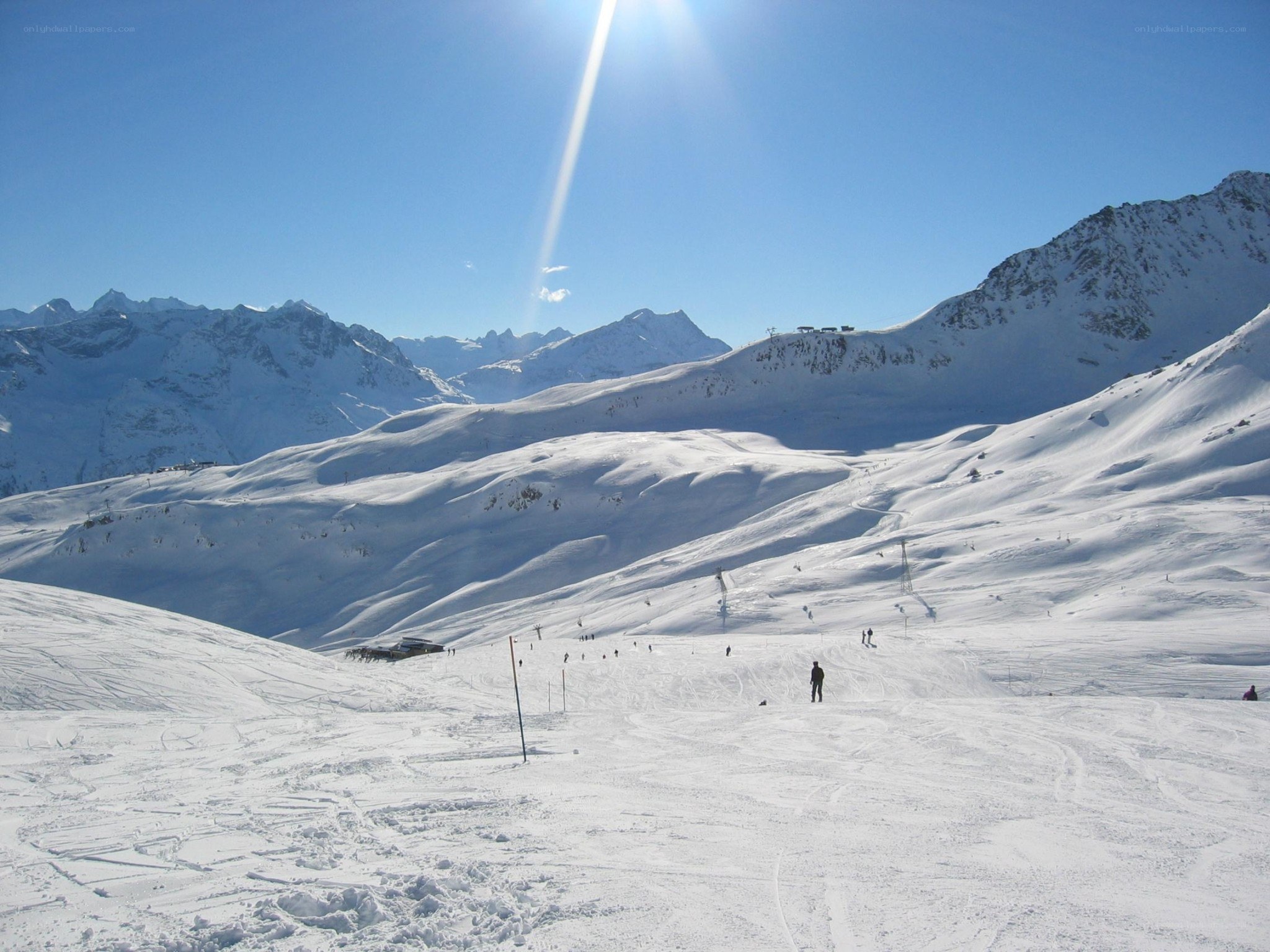 Sunny ski resort mountains
