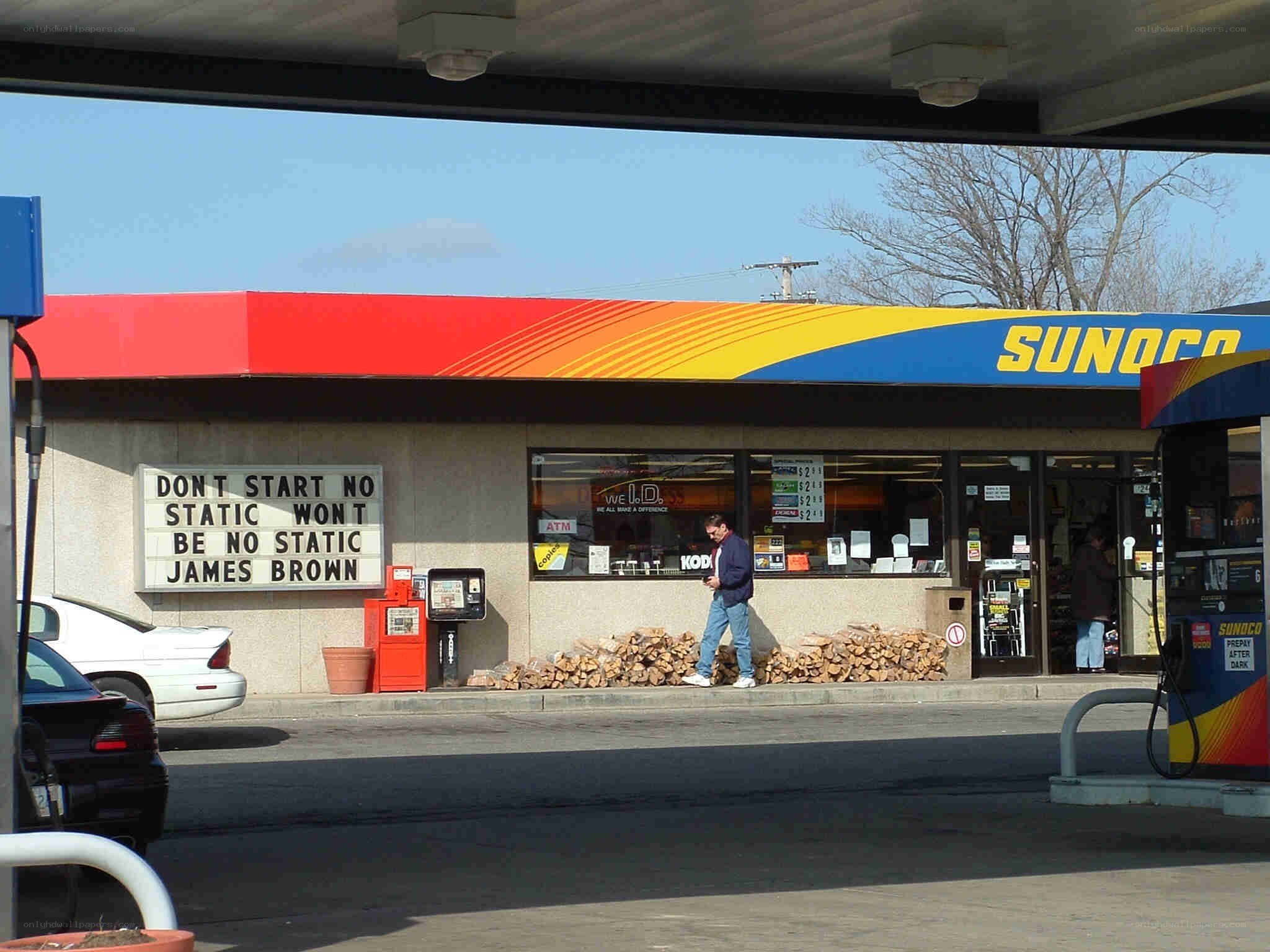 Sunoco gas station with sign