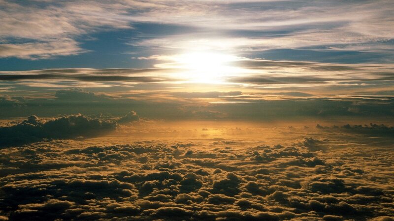 Sunrise Above Clouds — Gold, Serene