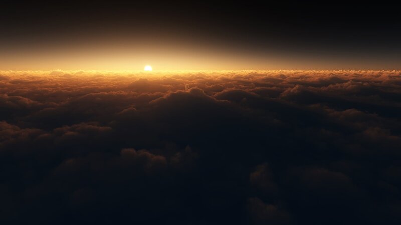Sunrise Above Clouds — Orange, Serene