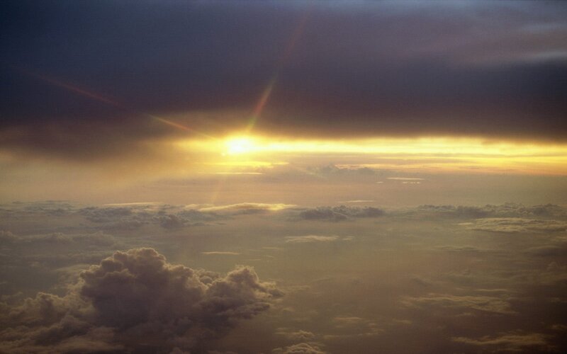 Sunrise Above Clouds — Yellow, Dramatic, Photograph, Sun