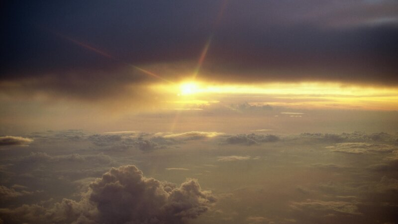 Sunrise Above Clouds — Yellow, Dramatic, Photograph