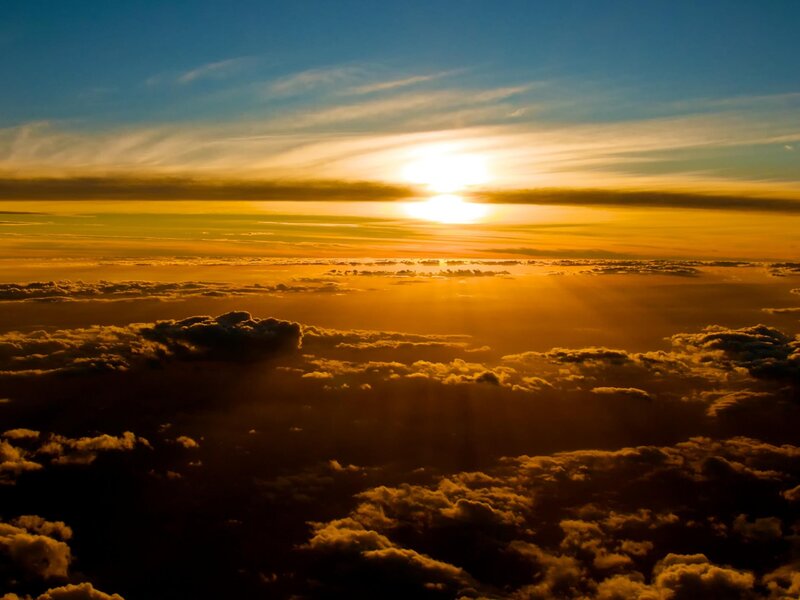 Sunrise Above Clouds — Yellow, Serene