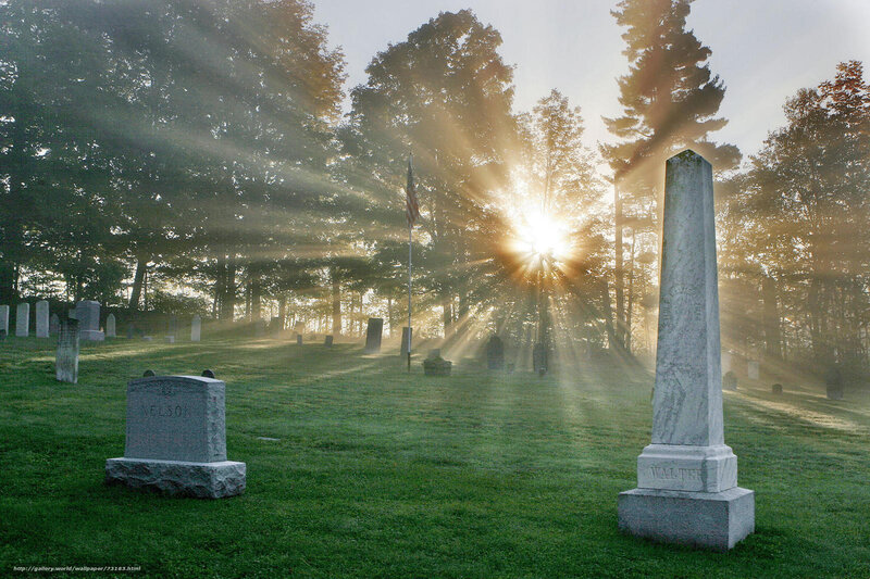 Sunrise at a peaceful cemetery