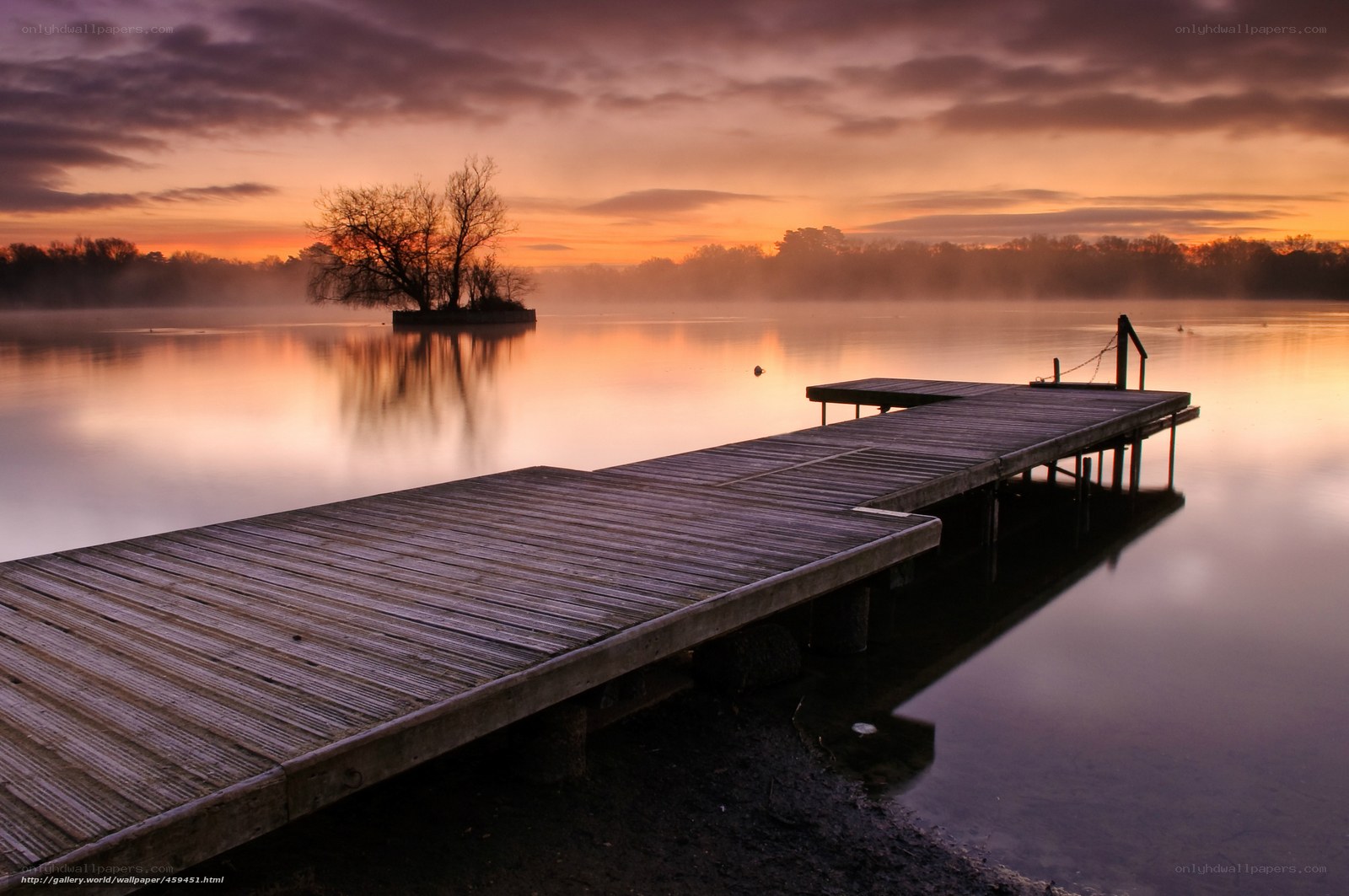 Sunrise at the lake dock