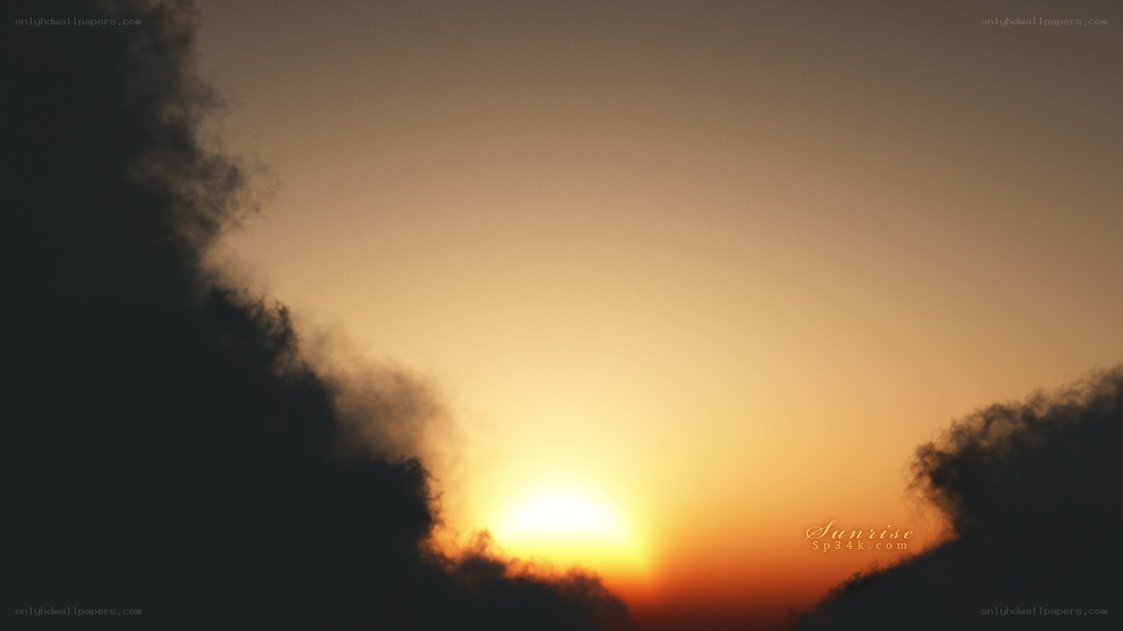 Sunrise behind dark clouds