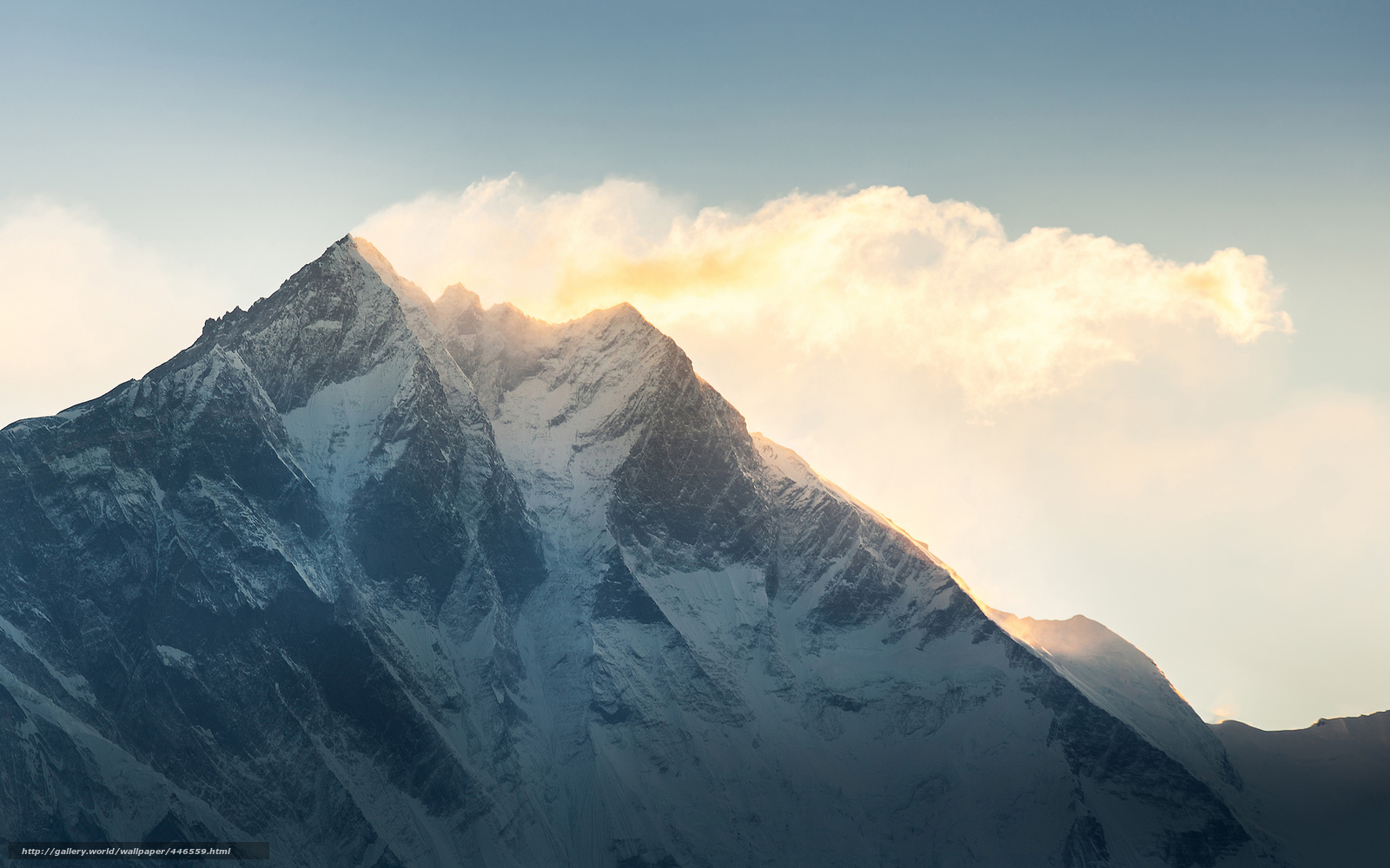 Sunrise on a snow-capped mountain