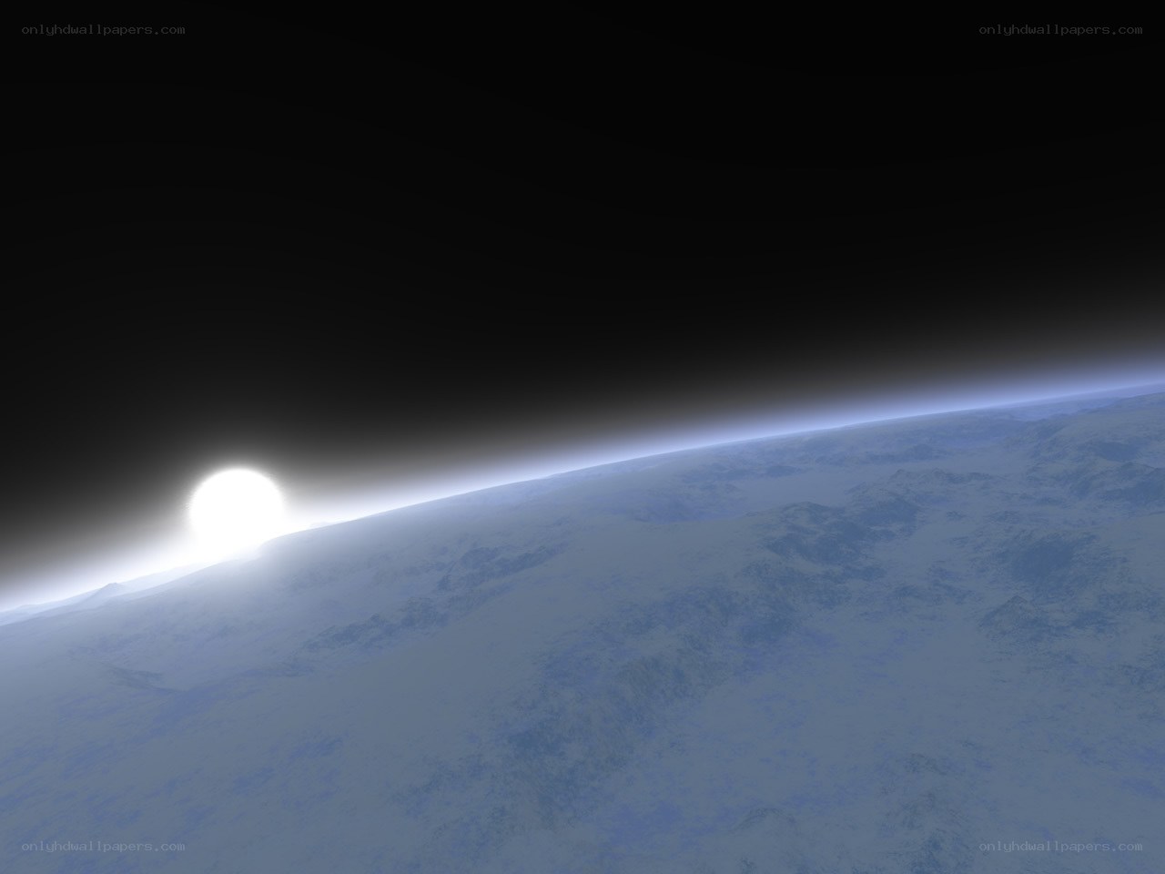Sunrise on a snowy planet