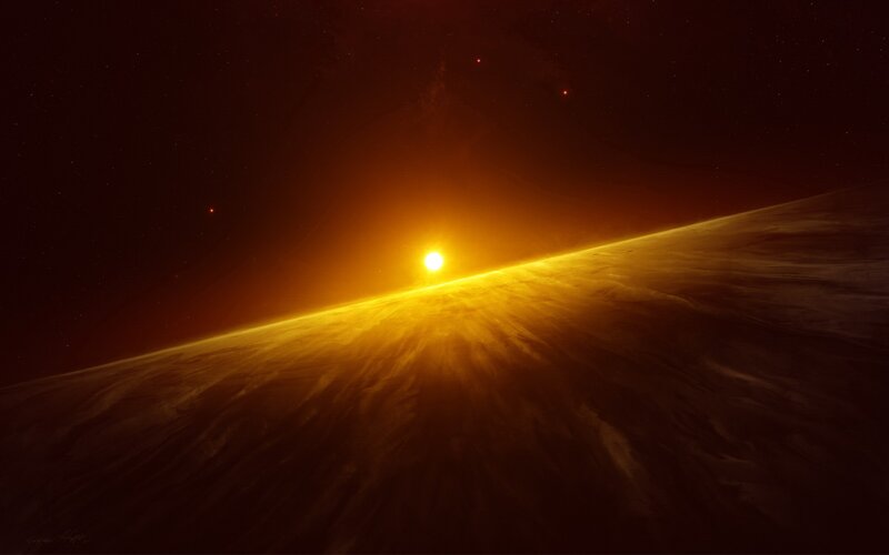 Sunrise on an alien planet