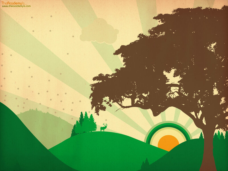 Sunrise over a green landscape