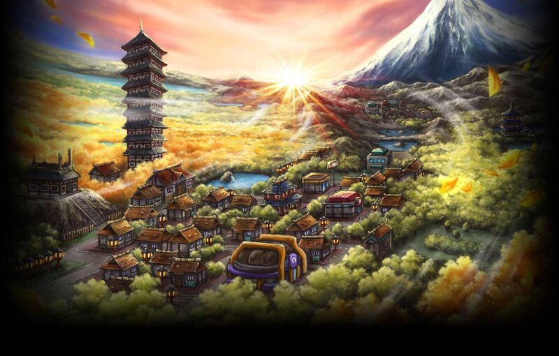 Sunrise over a Japanese village