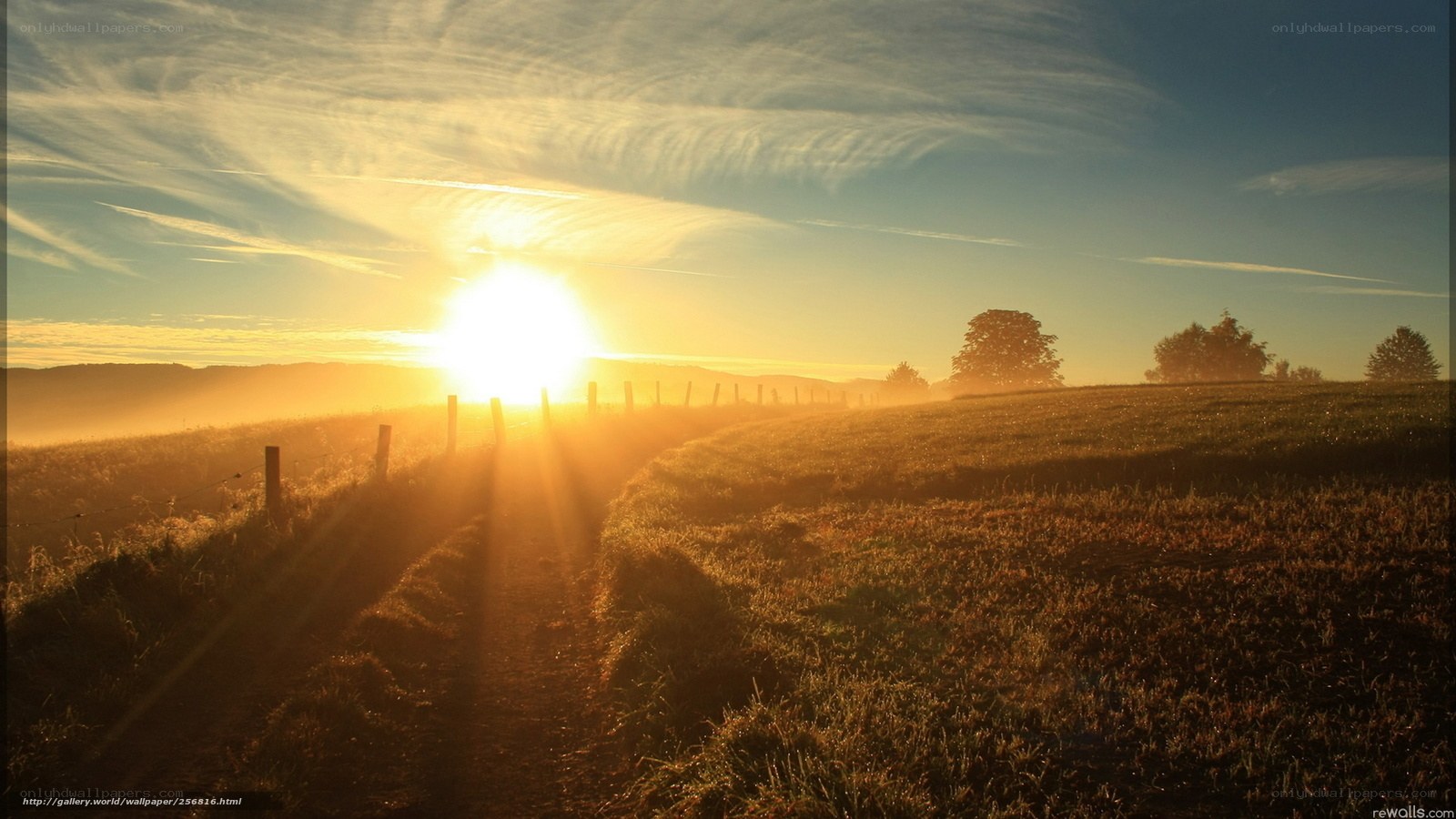 Sunrise over a rural path