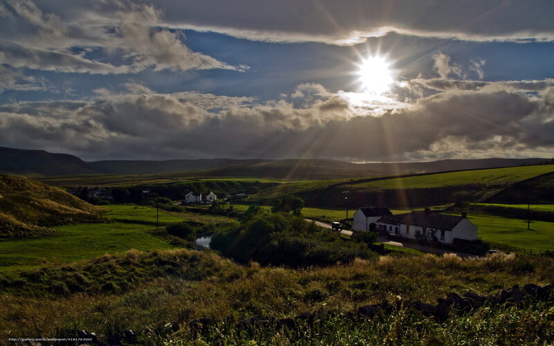 Sunrise over a rural village