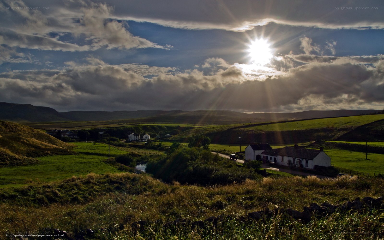 Sunrise over a rural village