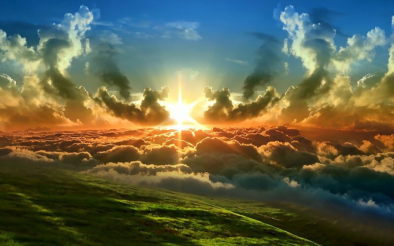 Sunrise over a sea of clouds