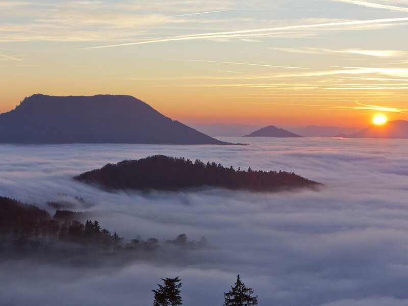 Sunrise over a sea of clouds