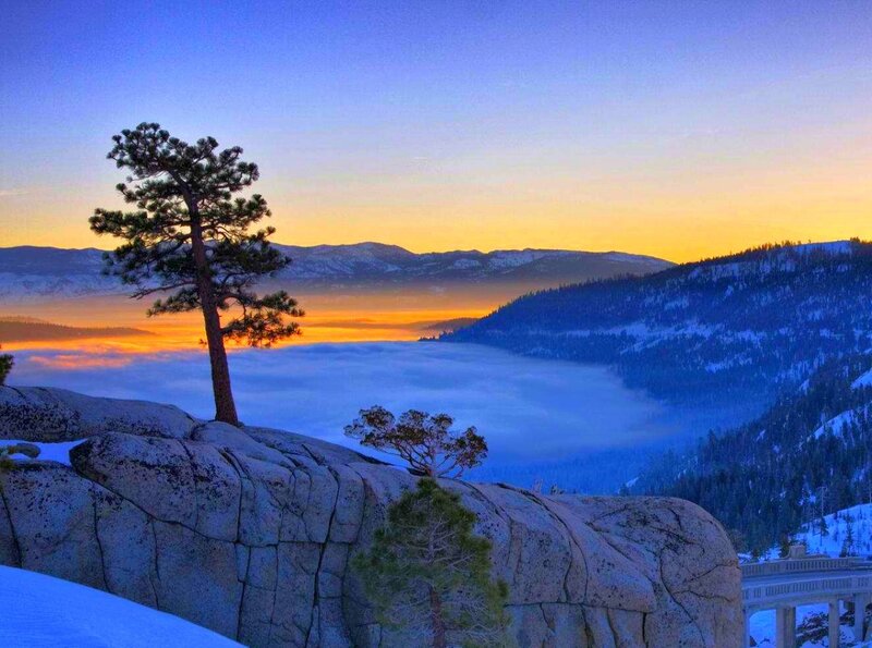 Sunrise over a sea of clouds