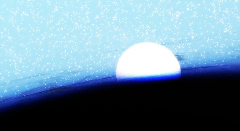 Sunrise over a starry sky