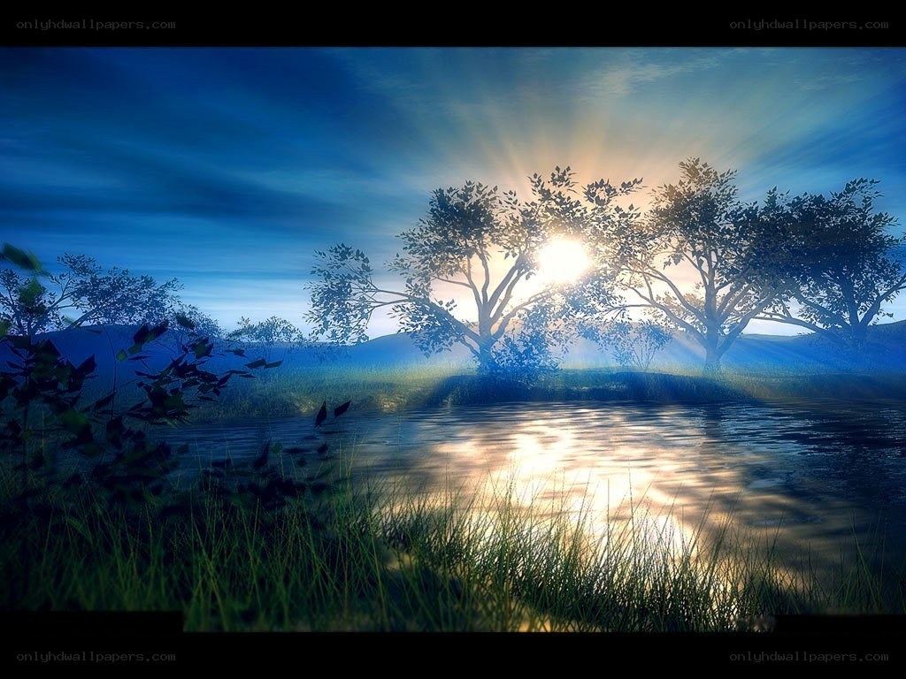Sunrise over a tranquil lake