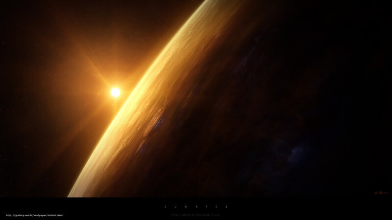Sunrise over alien planet