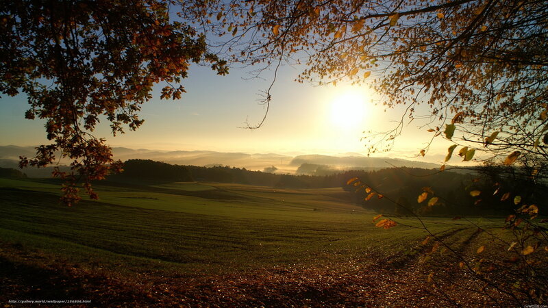 Sunrise over autumn fields
