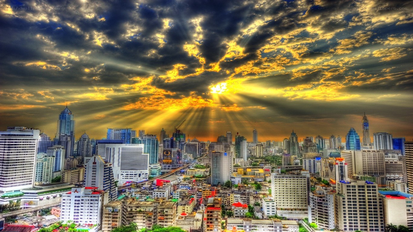 Sunrise over Bangkok skyline