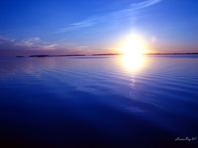Sunrise over Calm Water — Blue