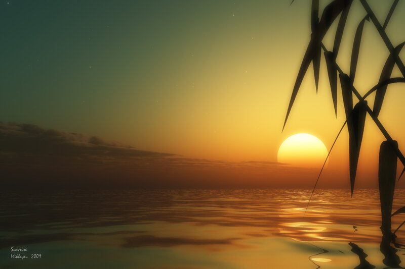 Sunrise over calm waters