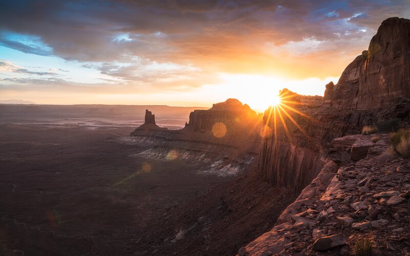 Sunrise over Canyon — Orange, Dramatic, Photograph, Sun