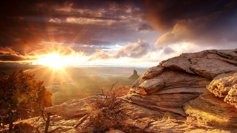 Sunrise over Canyon — Orange, Dramatic