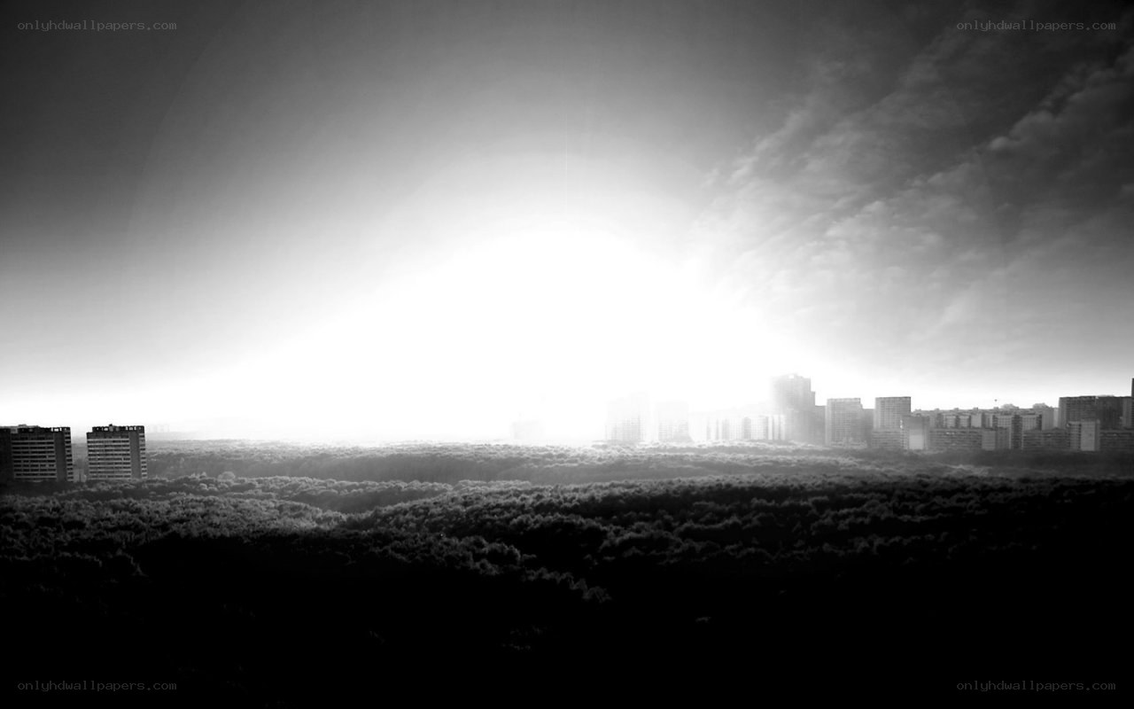 Sunrise over city skyline