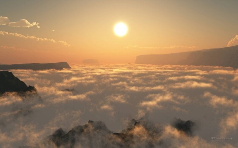 Sunrise over cloud sea