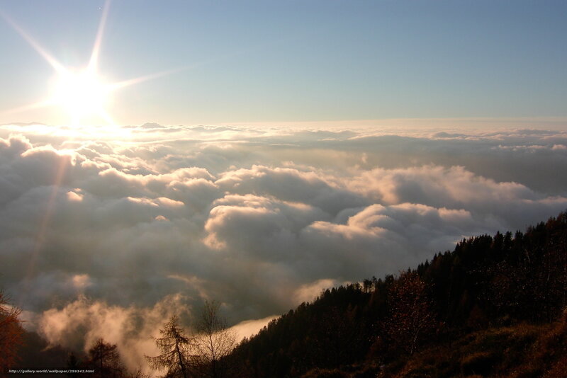Sunrise over Cloud Sea — Blue, Serene, Photograph, Sun