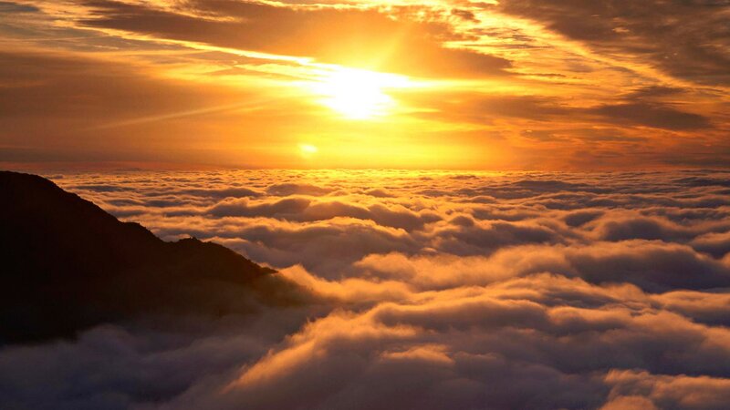 Sunrise over Cloud Sea — Orange, Serene, Photograph, Mountain, Clouds