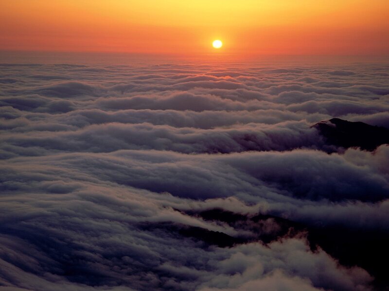 Sunrise over Cloud Sea — Orange, Serene, Photograph