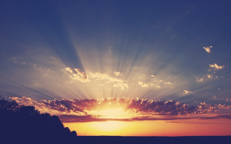 Sunrise over Clouds — Blue, Dramatic, Photograph, Sky, Silhouette