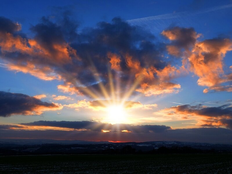 Sunrise over Clouds — Blue, Dramatic, Photograph, Sky