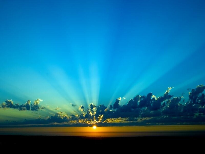 Sunrise over Clouds — Blue, Dramatic, Photograph